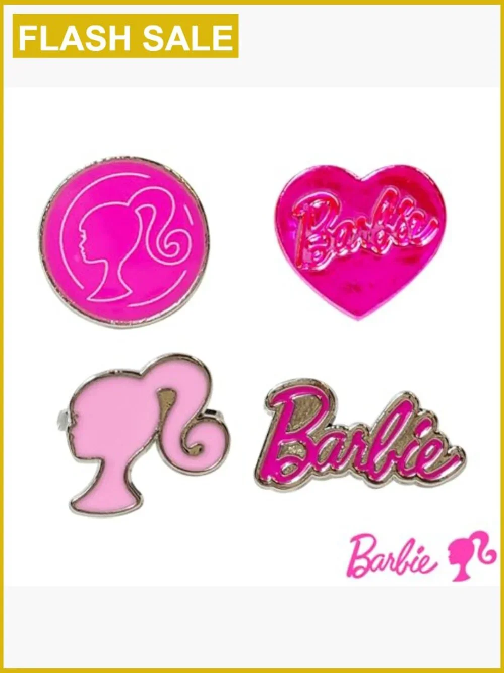 4 Adjustable Metal Charm Rings for Girls - Kids Jewelry Set